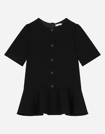 Dolce & Gabbana Kleid aus Cady mit Logoknöpfen Schwarz L53DX3FURMM