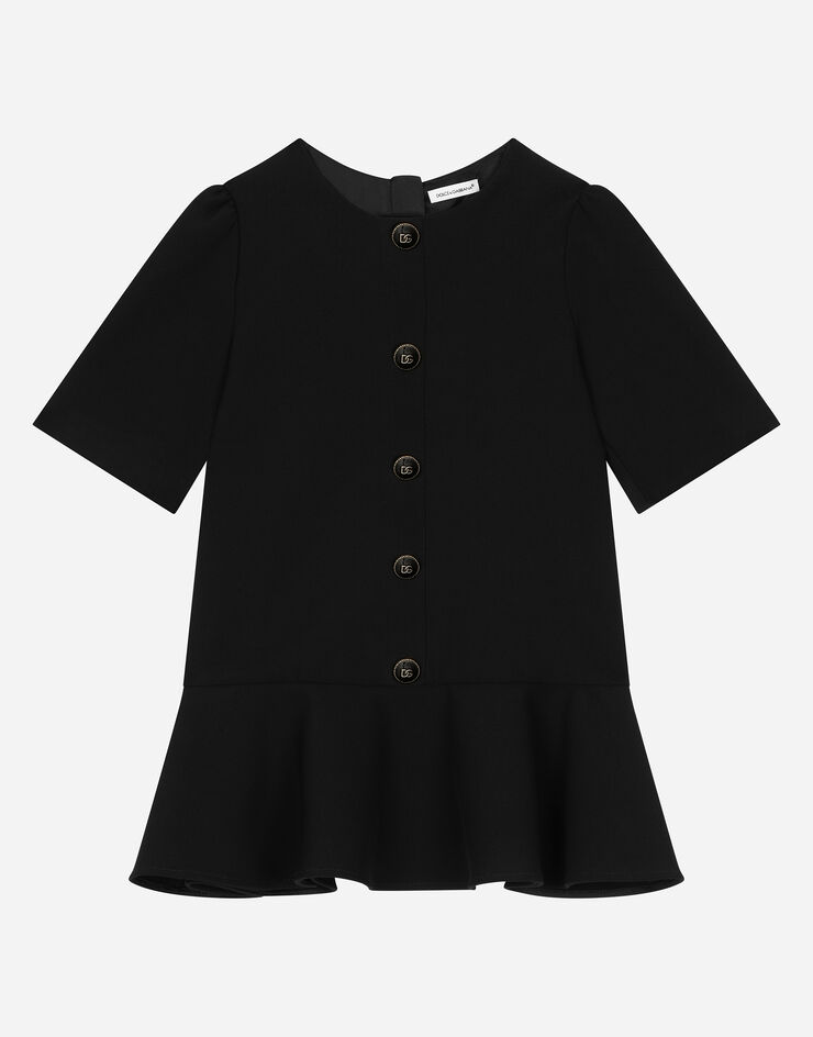 Dolce & Gabbana Robe en cady avec boutons à logo Noir L53DX3FURMM