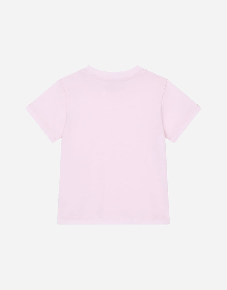 Dolce & Gabbana T-shirt in jersey con stampa logo Rosa L1JT7WG7KS0