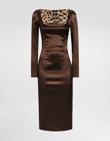 Dolce & Gabbana Dress in stretch satin Brown F6TYGTFURAD
