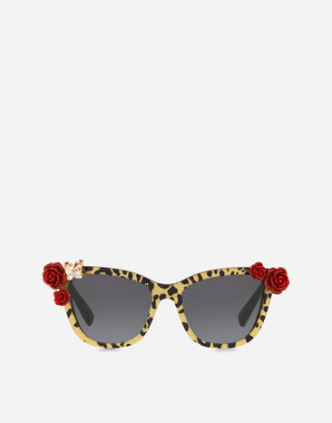 Dolce & Gabbana نظارة شمسية طبعة فهد و ورود الفوشيه خزف VG442CVP5E4