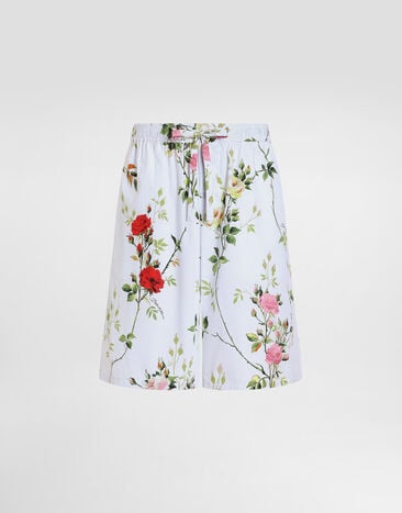 Dolce & Gabbana Rose-print poplin bermuda shorts Dolce & Gabbana Rose-print poplin bermuda shorts GV37ATHS5VQ