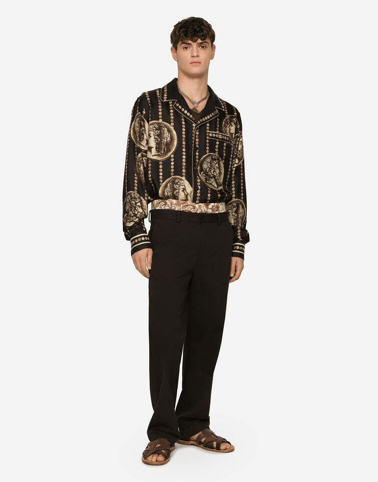 Dolce&Gabbana Coin print silk twill shirt Black G5IF1THI1J3