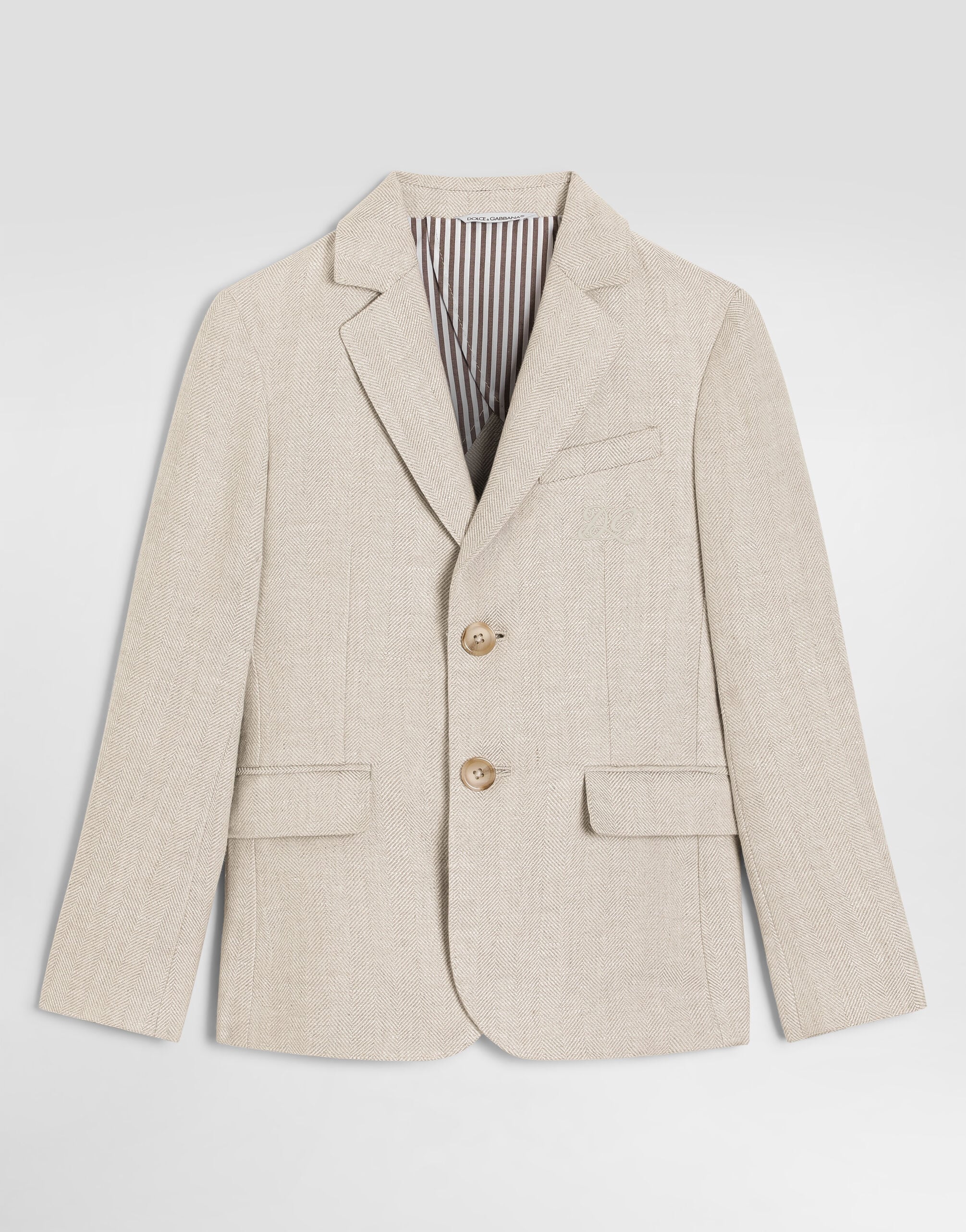 Dolce & Gabbana　ベージュ ジャケット　44 Single-breasted linen jacket in Multicolor for Boys | Dolce&Gabbana®
