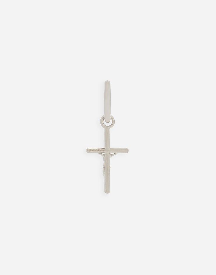 Dolce&Gabbana Single Creole earring with cross pendant Silver WEP7S1W1111