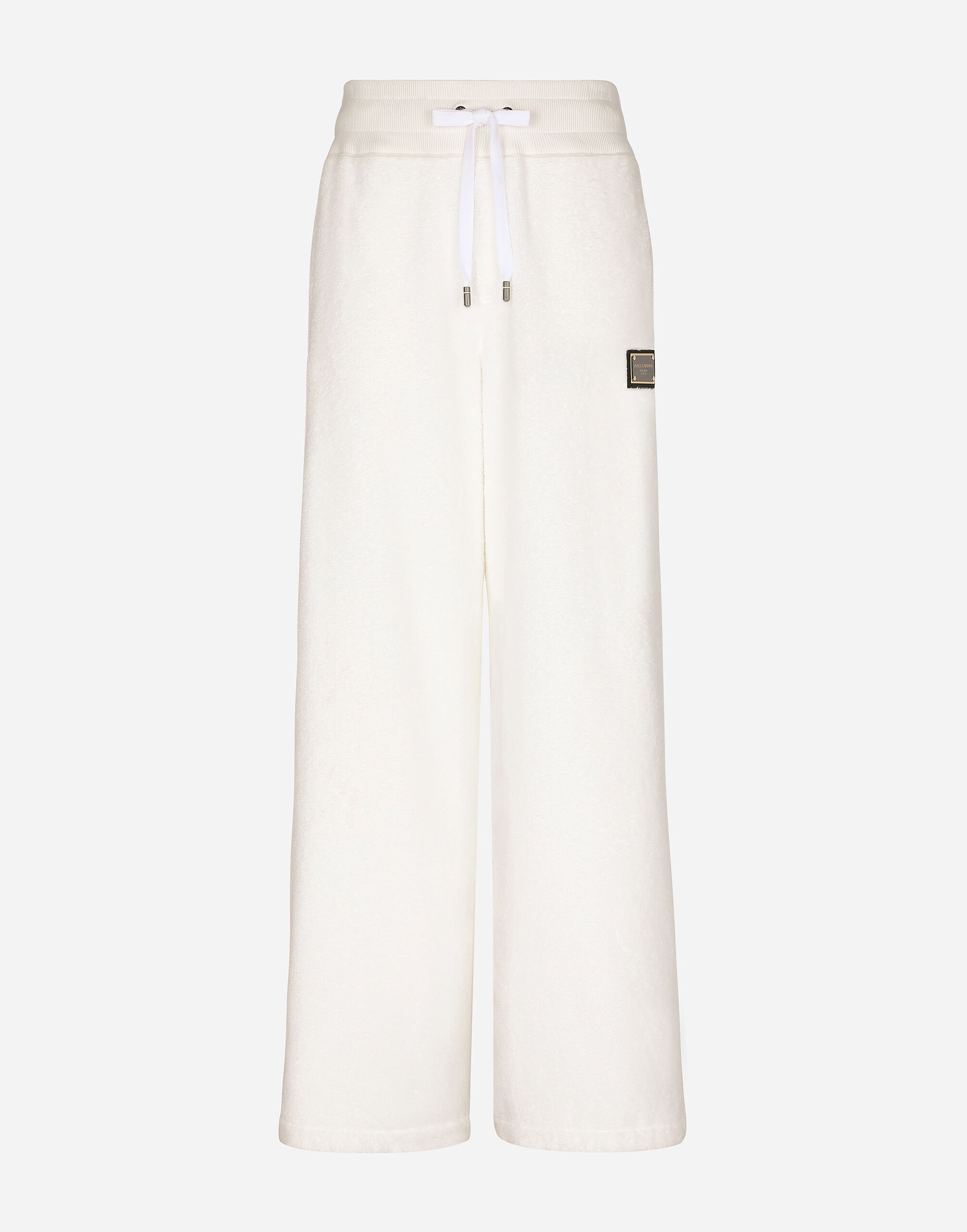 Dolce&Gabbana Terrycloth jogging pants with logo tag White GY6IETFUFJR