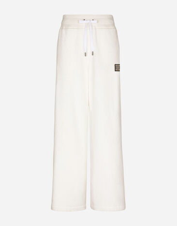 Dolce & Gabbana Terrycloth jogging pants with logo tag Multicolor GV1CXTFU4KJ