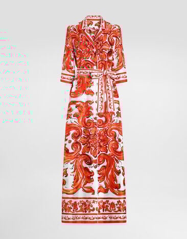 Dolce & Gabbana Majolica-print silk robe-style coat Multicolor F0AH2TGDDRE
