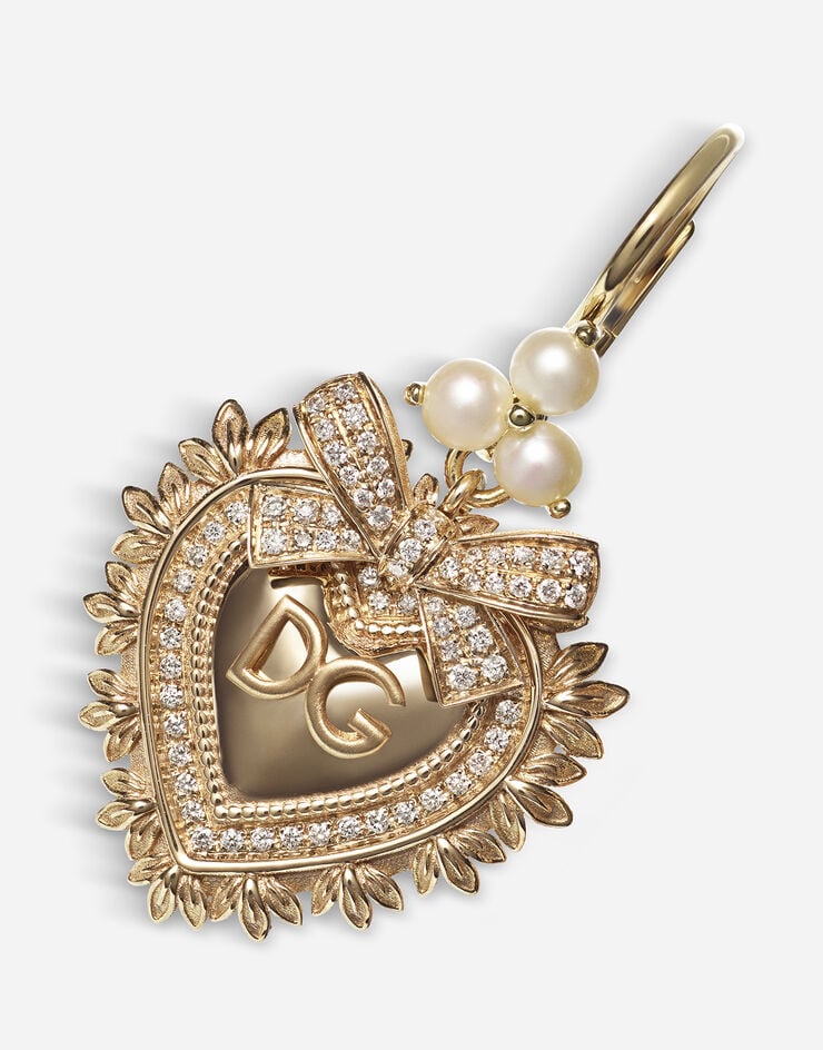 Dolce & Gabbana Pendientes Devotion de oro amarillo con diamantes y perlas Oro Amarillo WELD2GWDPY1