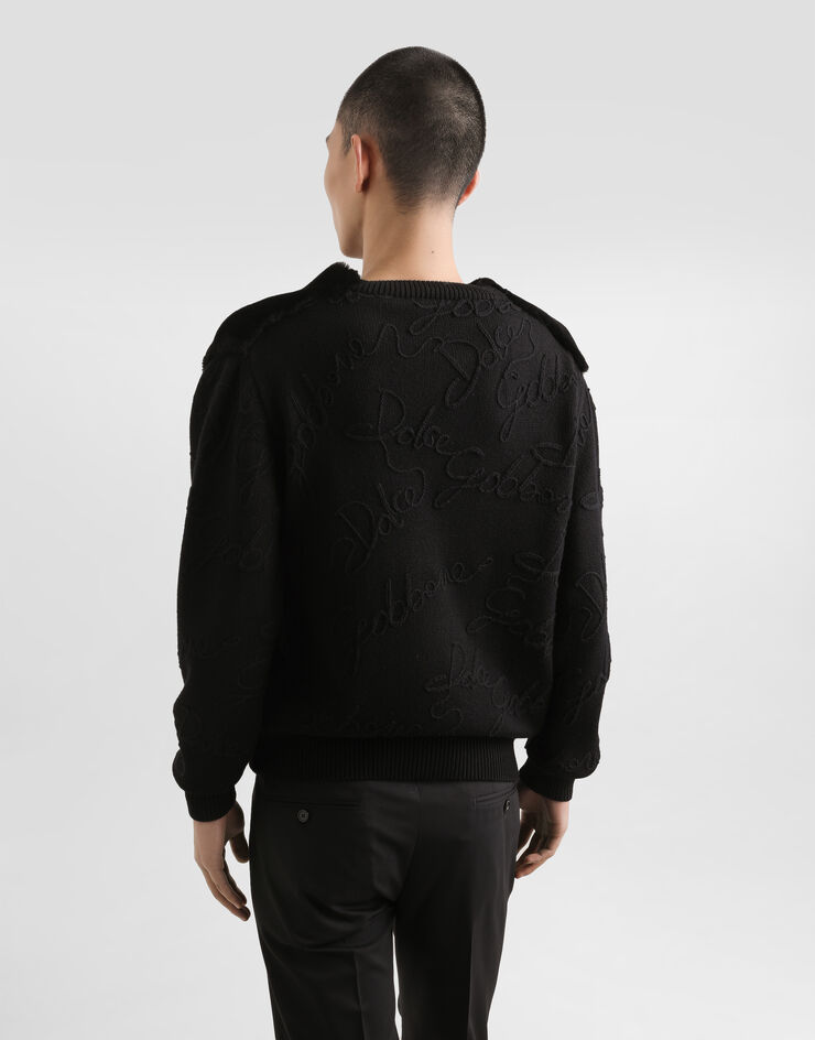 Dolce & Gabbana Embroidered crew neck pullover Black GXX01ZJDVC5