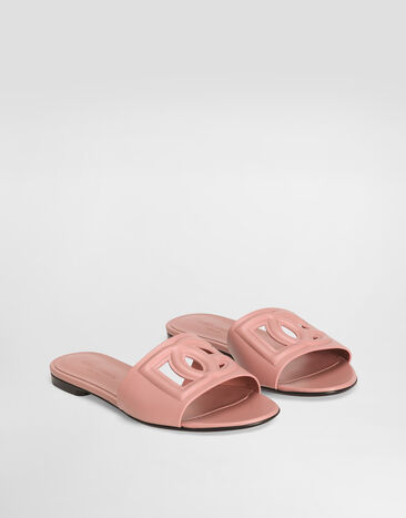 Dolce & Gabbana Calfskin sliders with DG logo Pink CQ0436AY329