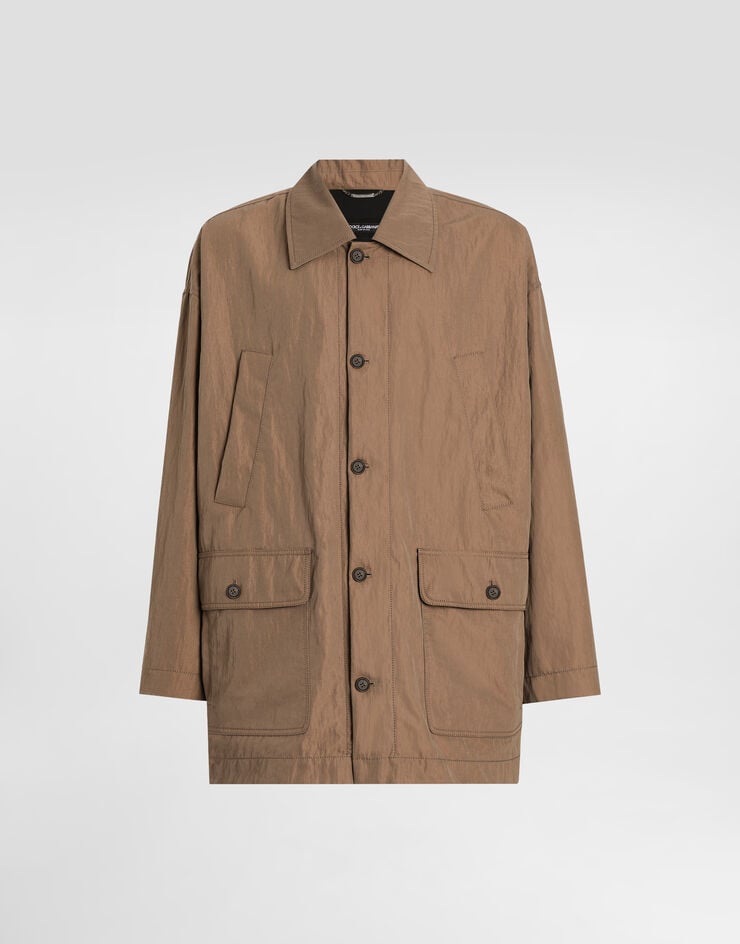 Dolce & Gabbana Parka aus technischem Gewebe mit Plakette Beige G9BLITHUMUP