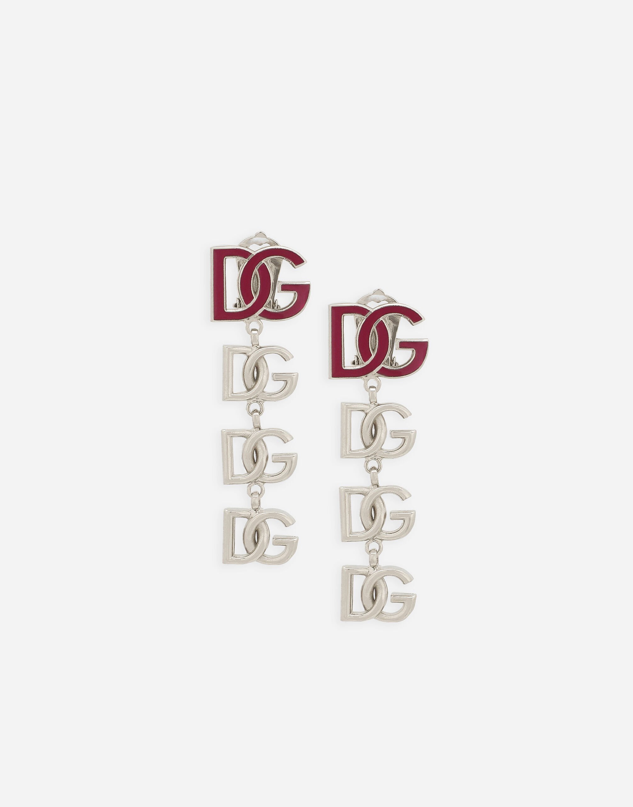 Dolce & Gabbana Long earrings with two-tone DG multi-logo Silver WBQ4S2W1111