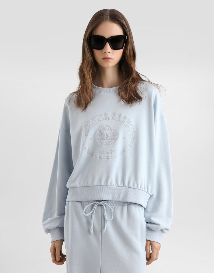 Dolce & Gabbana Sweatshirt with double embroidery Dolce & Gabbana Sweatshirt with double embroidery Azure F9Q92ZGDDMO