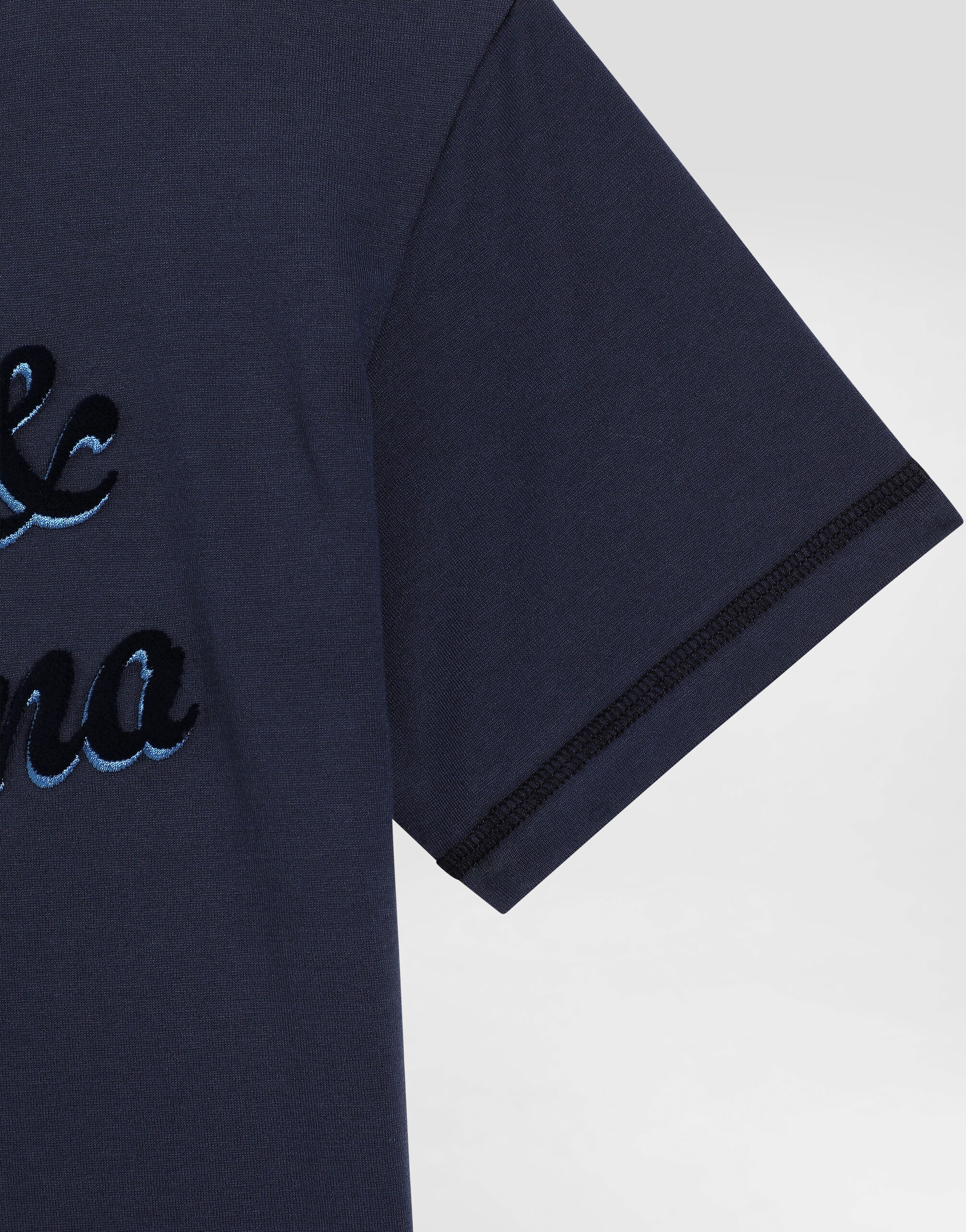 Jersey T-shirt with Dolce&Gabbana logo in Blue for Boys