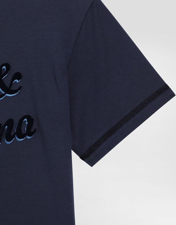 Dolce & Gabbana Camiseta de punto con logotipo Dolce&Gabbana Blue L4JTHVG7OJ1