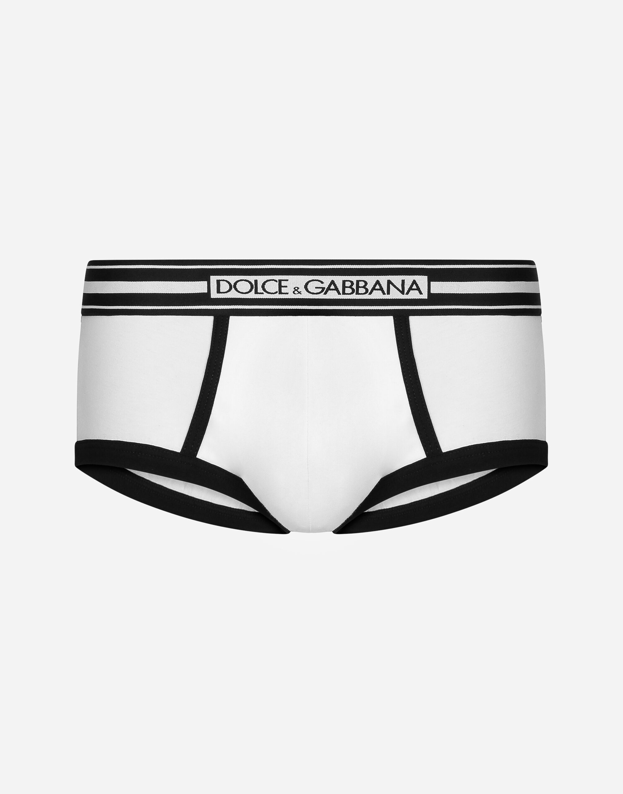 Brando briefs in two way stretch cotton jersey in White for Men Dolce Gabbana