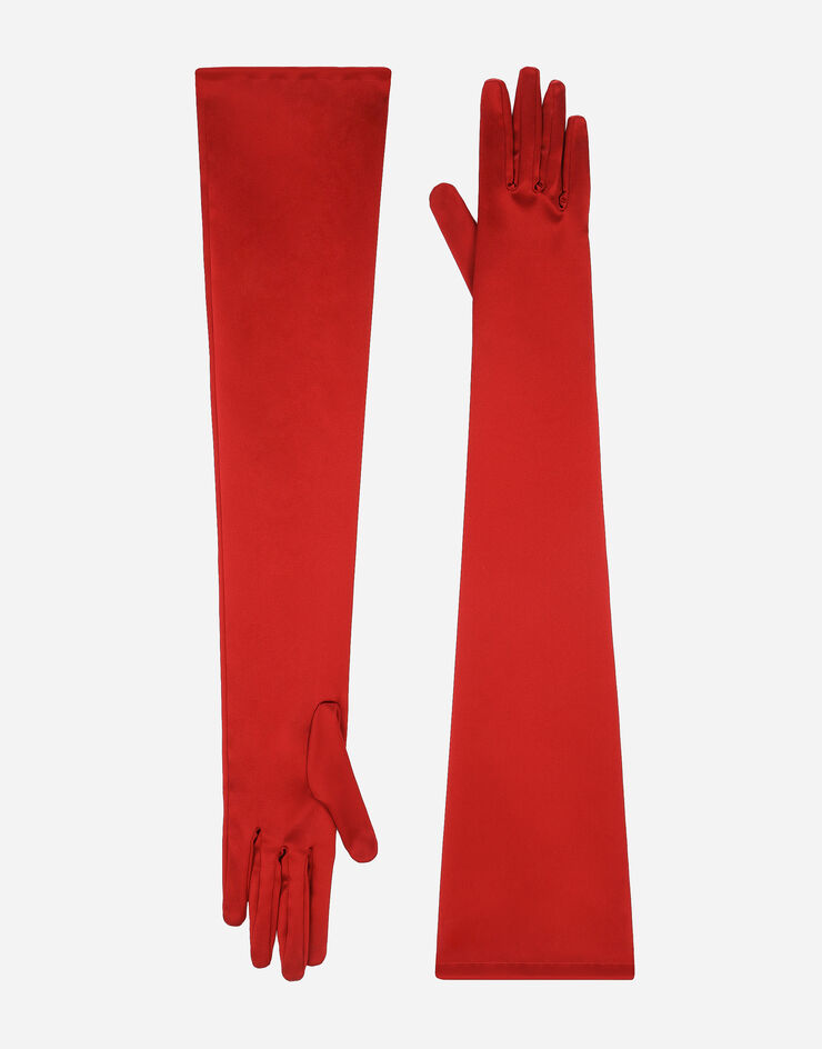 Dolce&Gabbana Lange Handschuhe aus Satin Rot FG108AFURHM
