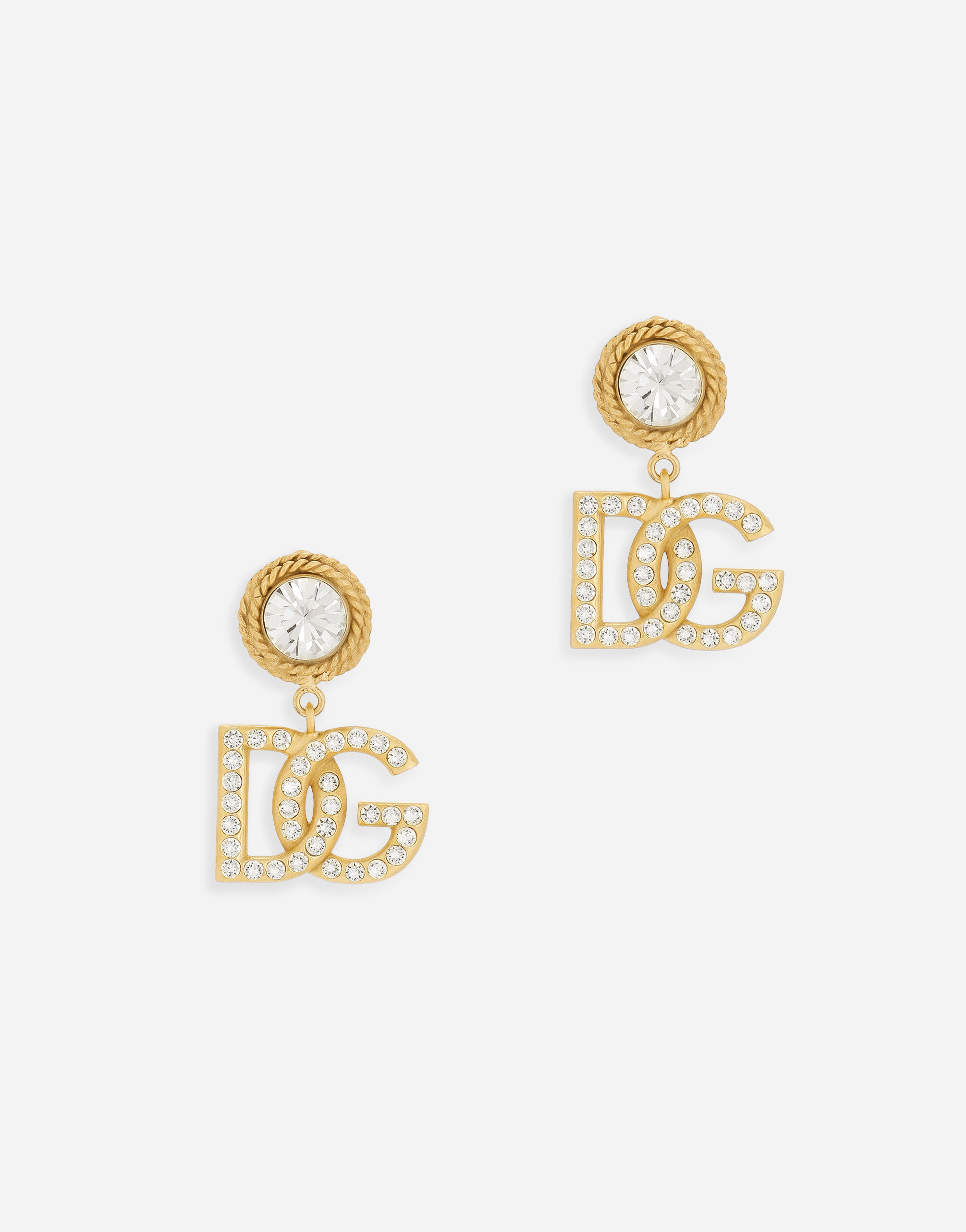 Dolce & Gabbana Earrings with rhinestones and DG logo Black VG440FVP18G