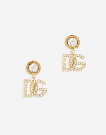 Dolce & Gabbana Earrings with rhinestones and DG logo Black F6DFDTFLSIO