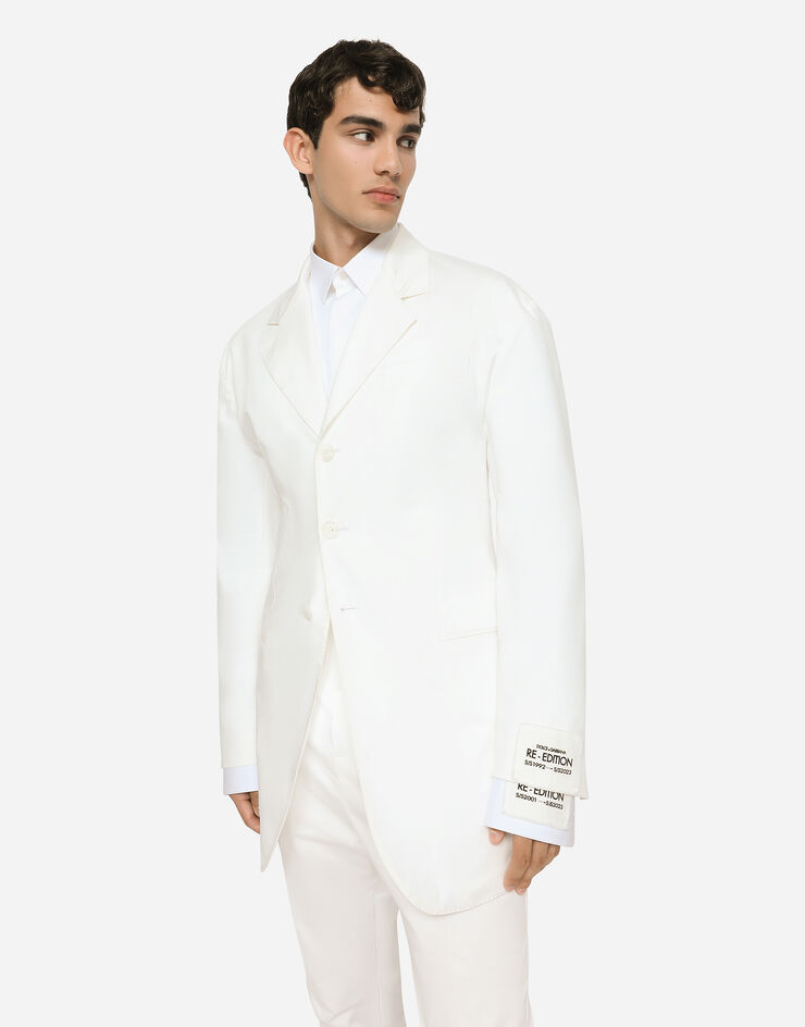 Dolce & Gabbana Пиджак из эластичного хлопкового габардина белый G2SK1TFUFML
