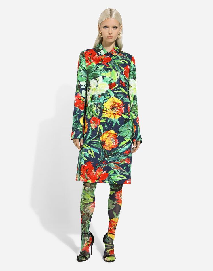 Dolce & Gabbana Пальто из парчи с принтом Bloom принт F0C8WTFSTBI