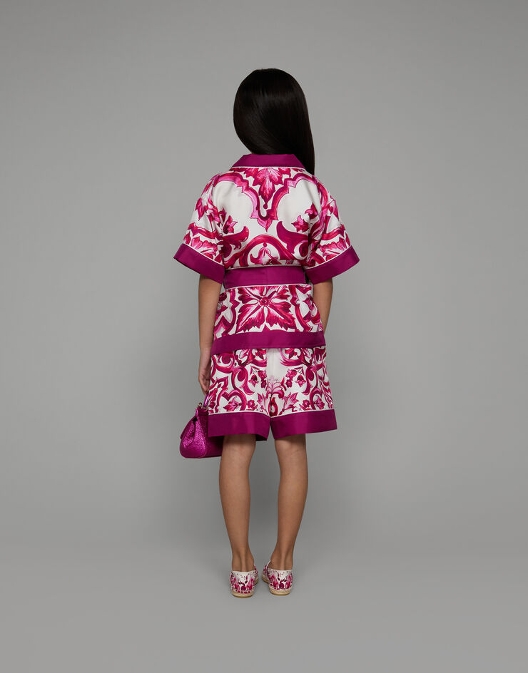 Dolce & Gabbana Camicia in twill stampa maiolica Multicolor L55S65G7EY5