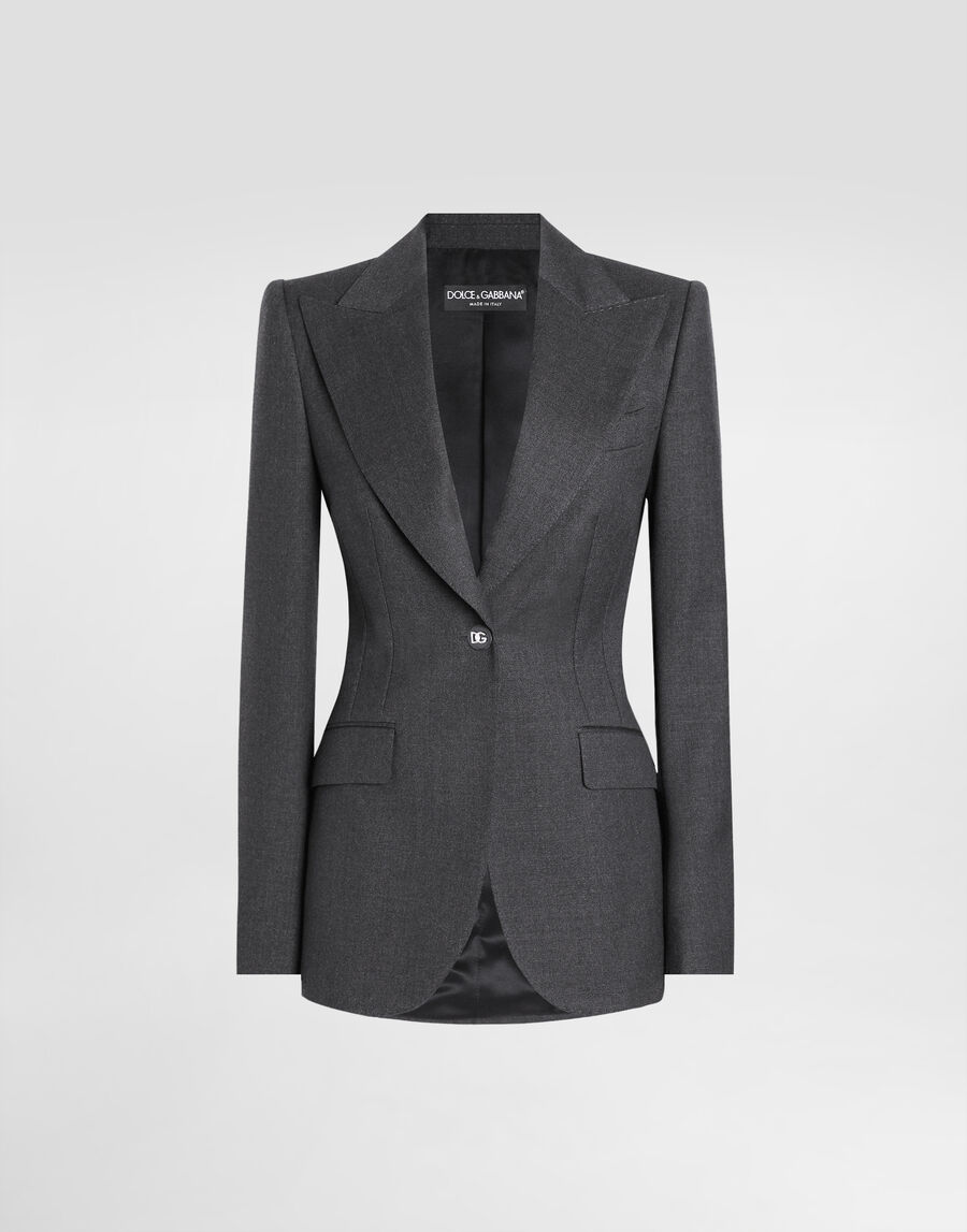 Single-breasted woolen Turlington blazer