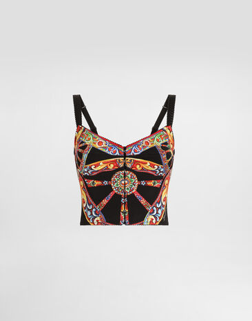Dolce & Gabbana توب من شارموز بطبعة كارّيتو Multicolor F7BT4TGDDTA