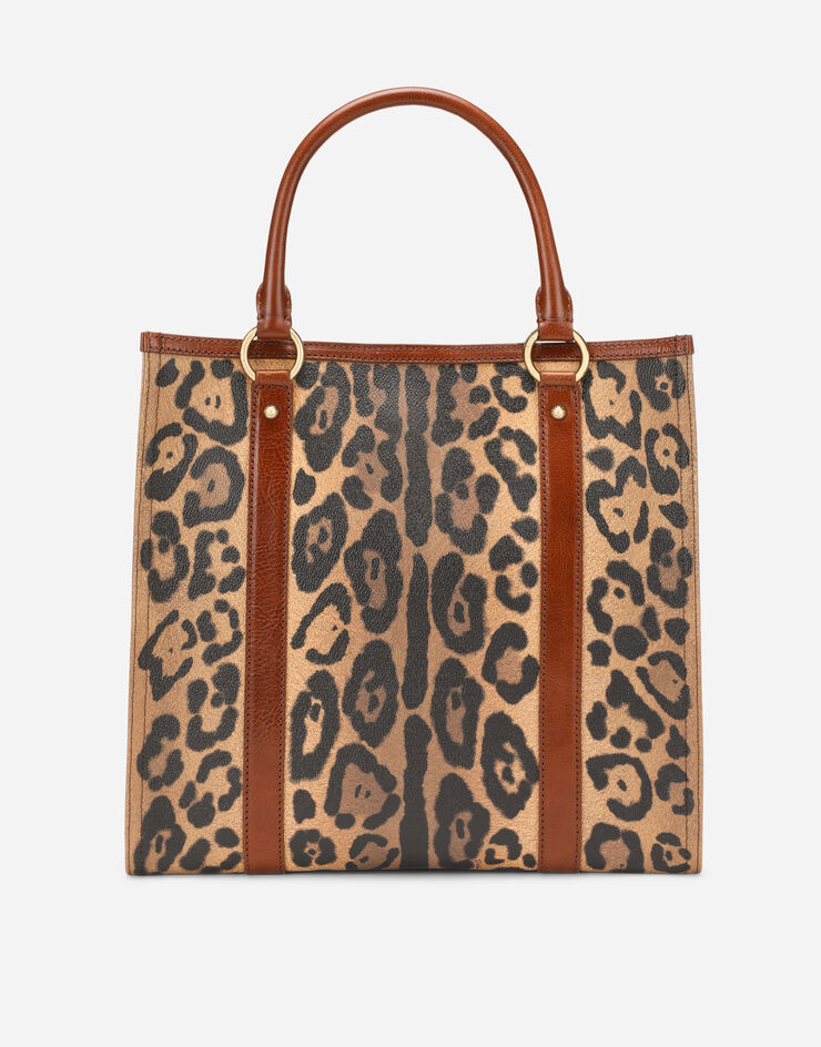 Dolce & Gabbana Leopard-print Crespo shopper with branded plate Multicolor BB2307AW384