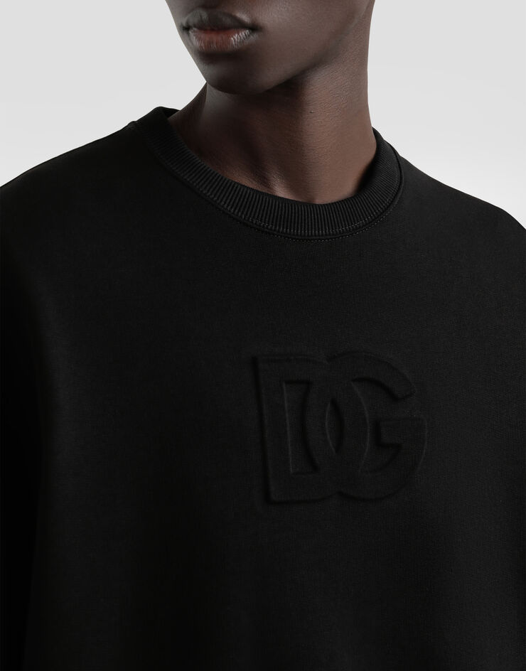 Dolce & Gabbana سويت شيرت قطني بشعار أسود G9BIQZG7O2S