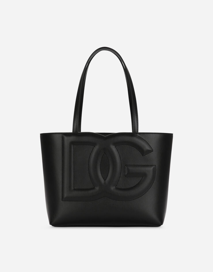 Dolce & Gabbana Kleiner Shopper DG Logo Bag aus Kalbsleder Schwarz BB7337AW576