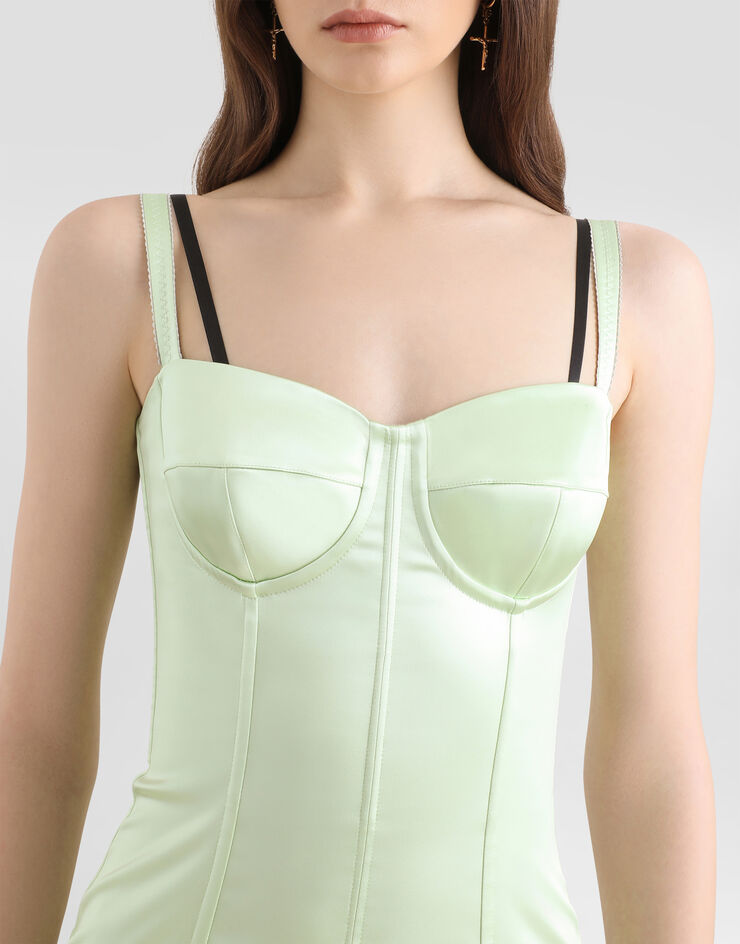 Dolce & Gabbana فستان من ساتان مطاطي Green F6DIHTFURAD