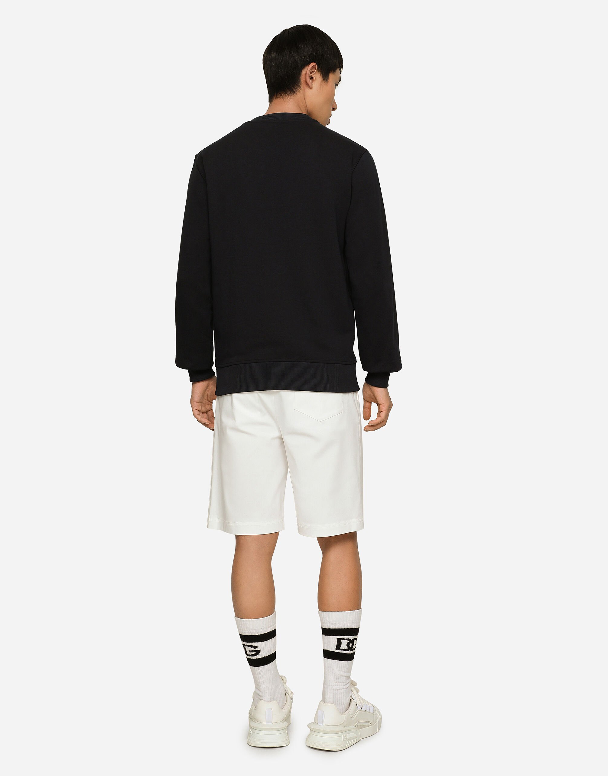 Jersey sweatshirt with branded tag in Blue for Men