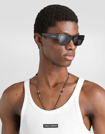 Dolce & Gabbana توب بلا أكمام من قطن بطبعة White G8PA8TG7P3I