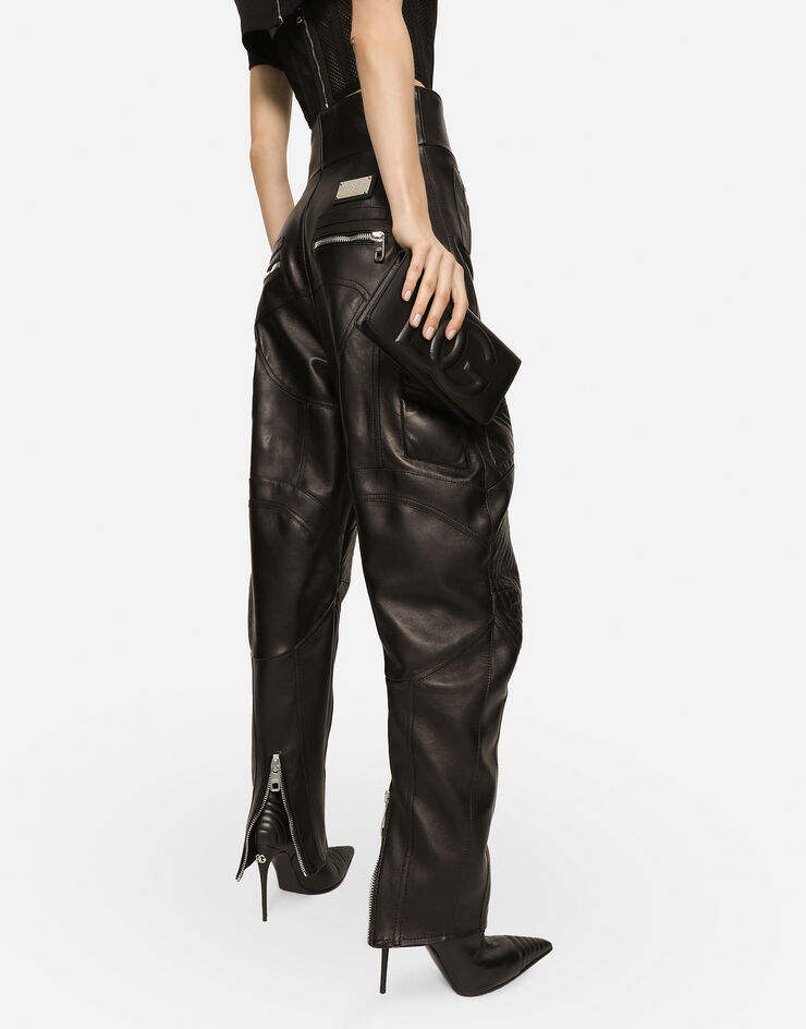 Dolce & Gabbana High-waisted leather biker pants Black FTCGKLGDAPK