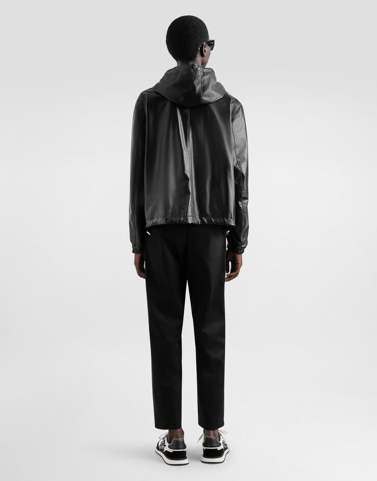 Dolce & Gabbana Jacke aus Leder und Textil mit Wendekapuze Schwarz G9BKULGI909