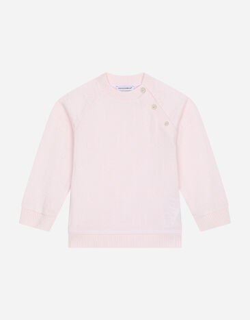 DolceGabbanaSpa Round-neck sweatshirt with jacquard DG logo Pink L1JWHMG7KR1