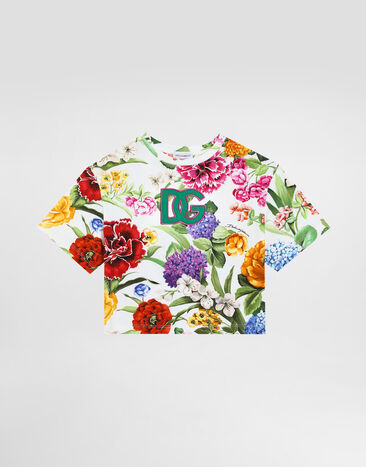 Dolce & Gabbana Jersey T-shirt with floral print White L5JTNKG7O9K