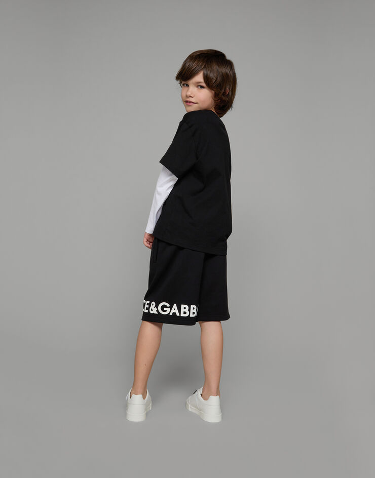 Dolce & Gabbana Long-sleeved jersey T-shirt with logo print Multicolor L4JTCYG7KK1
