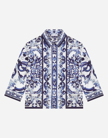 Dolce & Gabbana Camisa de popelina con estampado de mayólica Imprima L54S05G7KXP