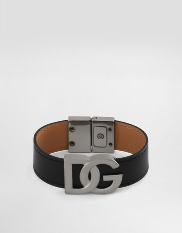 Dolce & Gabbana Armband aus Kalbsleder mit DG-Logo Schwarz BJ0815AP599