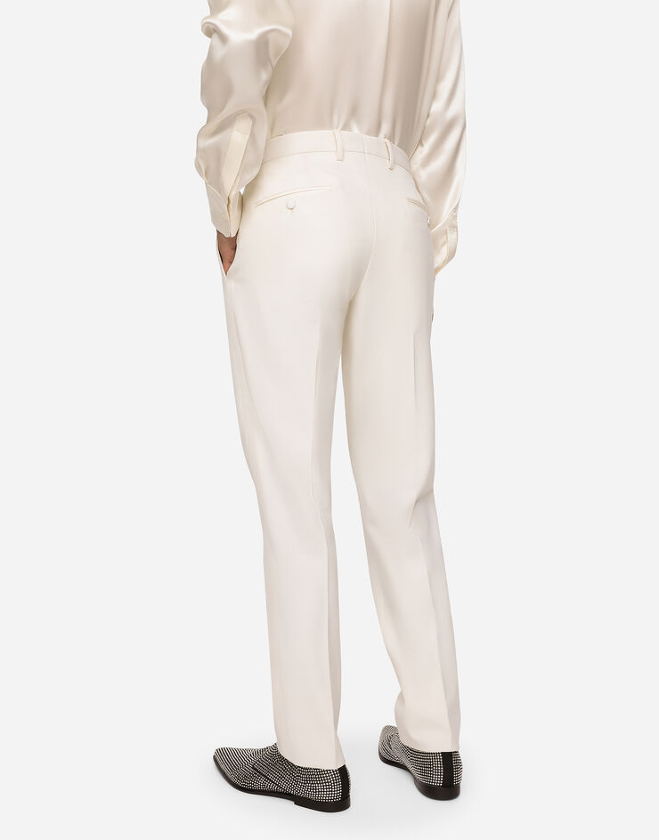 Dolce & Gabbana Pantalón de esmoquin en lana elástica Blanco GWZXMTGF816