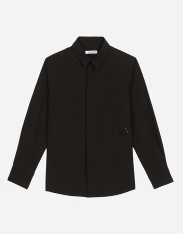 Dolce & Gabbana Poplin shirt with DG logo Black L43S92G7K2L