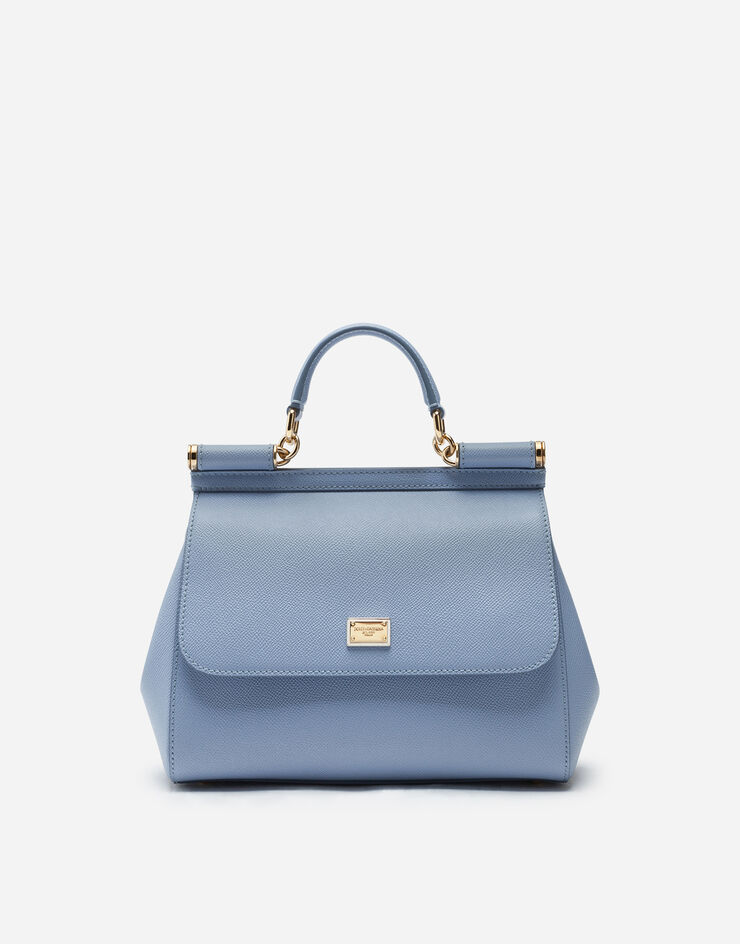 Medium dauphine leather Sicily bag in Azure for | Dolce&Gabbana® US