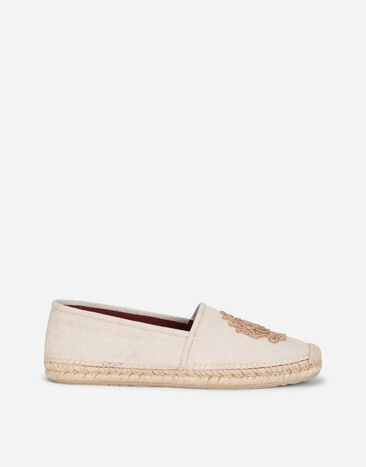 Dolce & Gabbana Canvas espadrilles with coat of arms embroidery Brown A80461AT441