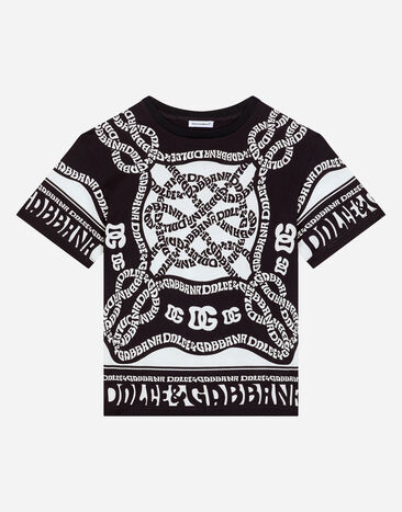 Dolce & Gabbana T-shirt in jersey stampa marina Blu FTBXHDG902P