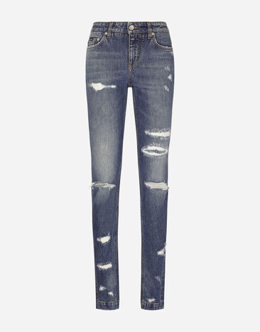 Dolce&Gabbana Girly jeans with ripped details Gold WNO4S2W1111