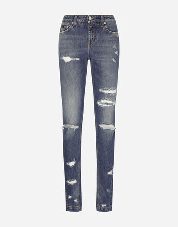 Dolce & Gabbana Girly-Jeans aus Denim mit Rissen Mehrfarbig FTCOWDG8GZ6