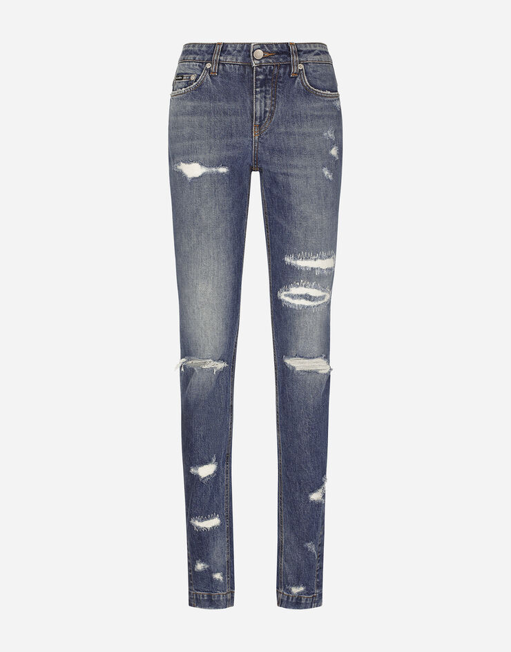 Dolce & Gabbana Girly jeans with ripped details Multicolor FTCOWDG8GZ6